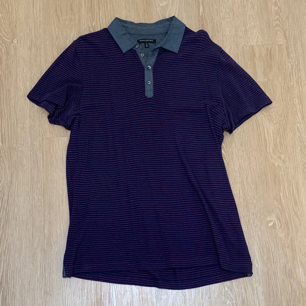 Banana Republic Striped Purple and Red Polo Shirt